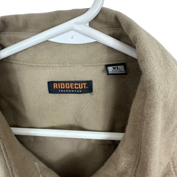 Ridgecut Toughwear Chamois Button Front Shirt Long Sleeve Mens Size XL Tan Khaki - Picture 3 of 7